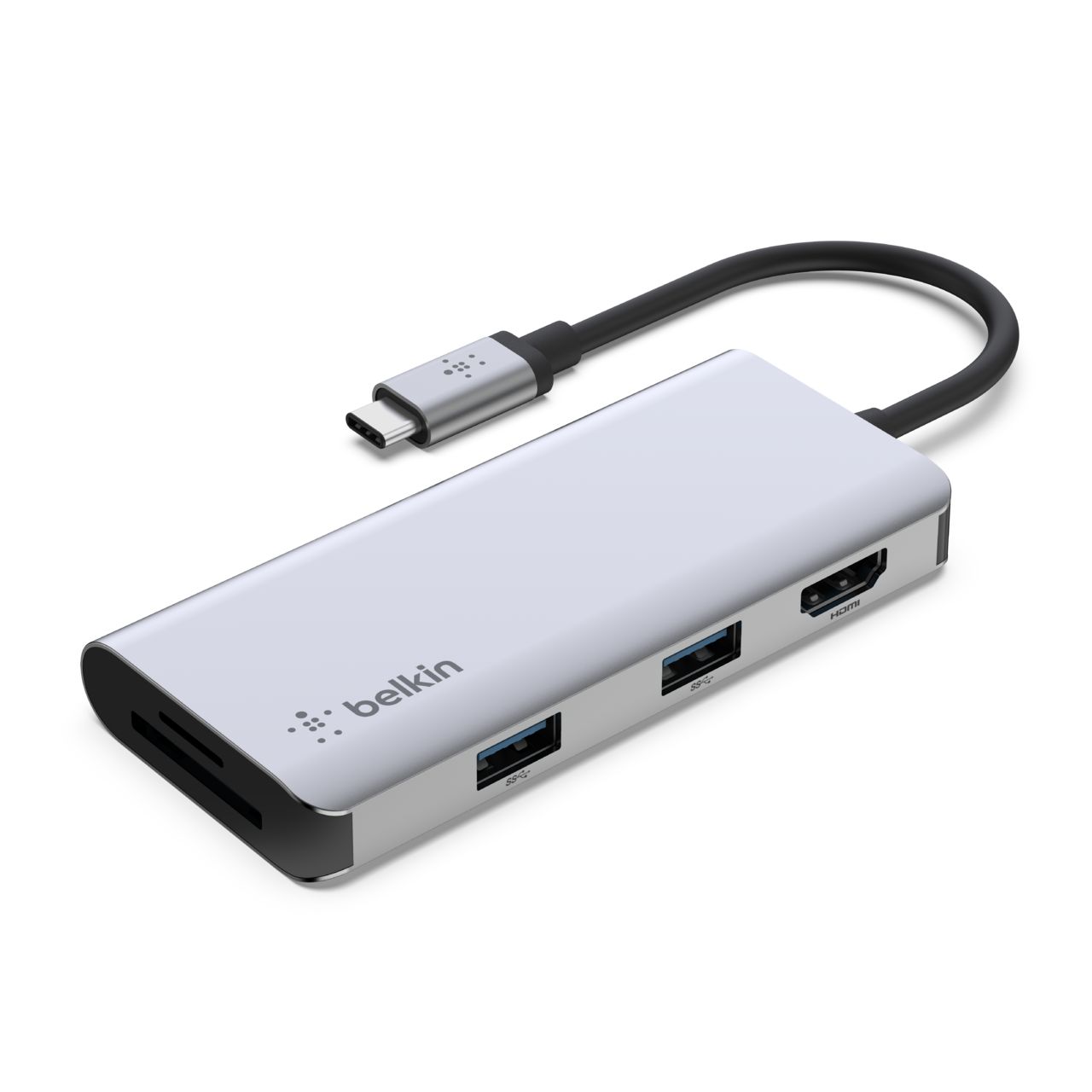 Belkin USB-C 5-in-1 Multiport Adapter Hub (USB-C to HDMI + SD Card + MicroSD + 2x USB-A)_main