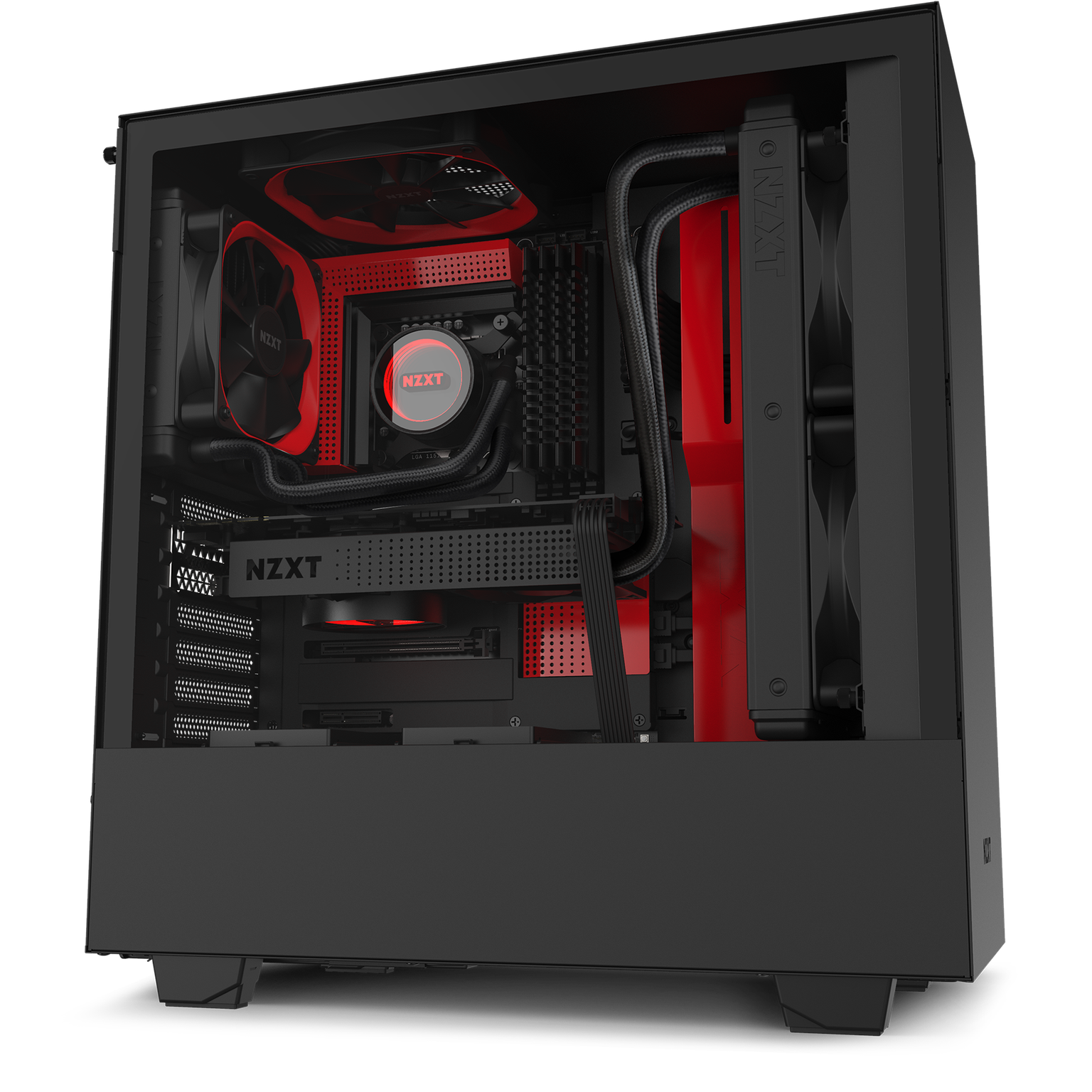 NZXT H510 Compact Mid-Tower Case Matte Black Red